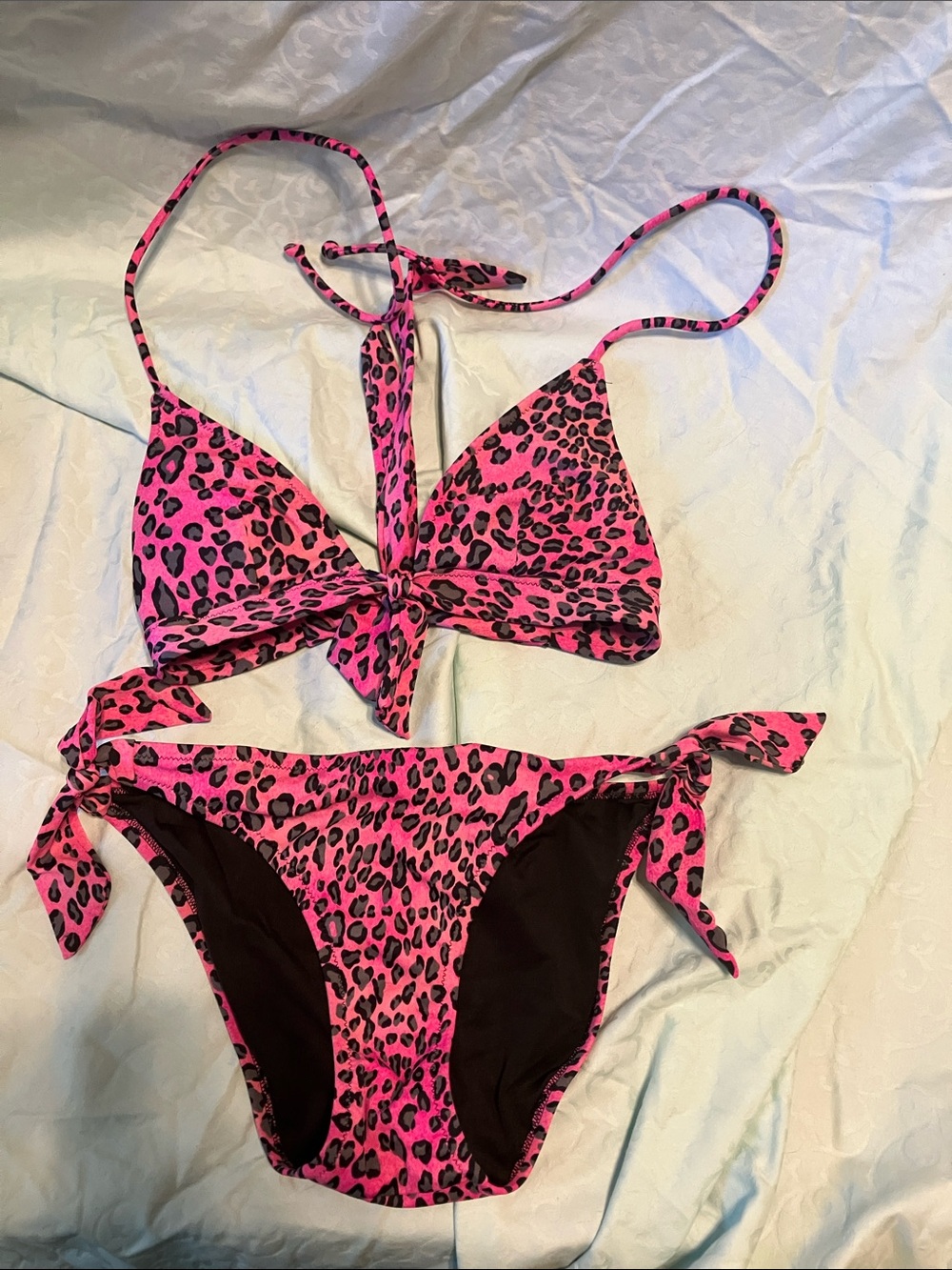 Victoria's Secret Pink Leopard Print Tie Bikini